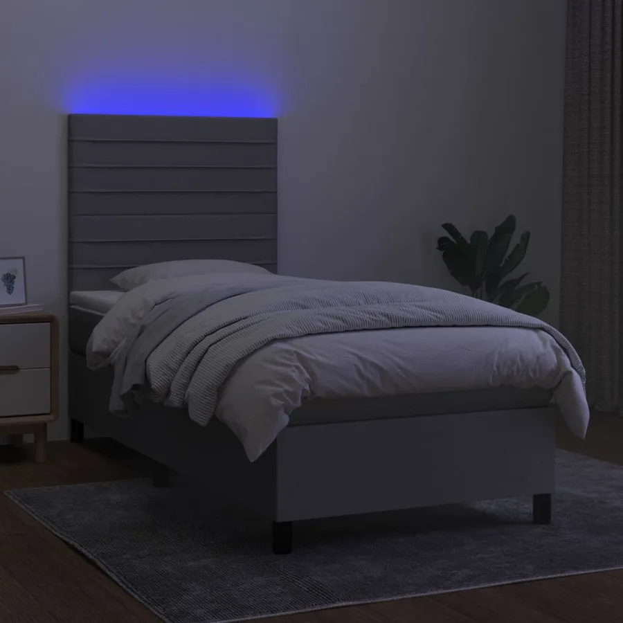 Sommier à lattes de lit avec matelas et LED Gris clair 80x200cm - 4