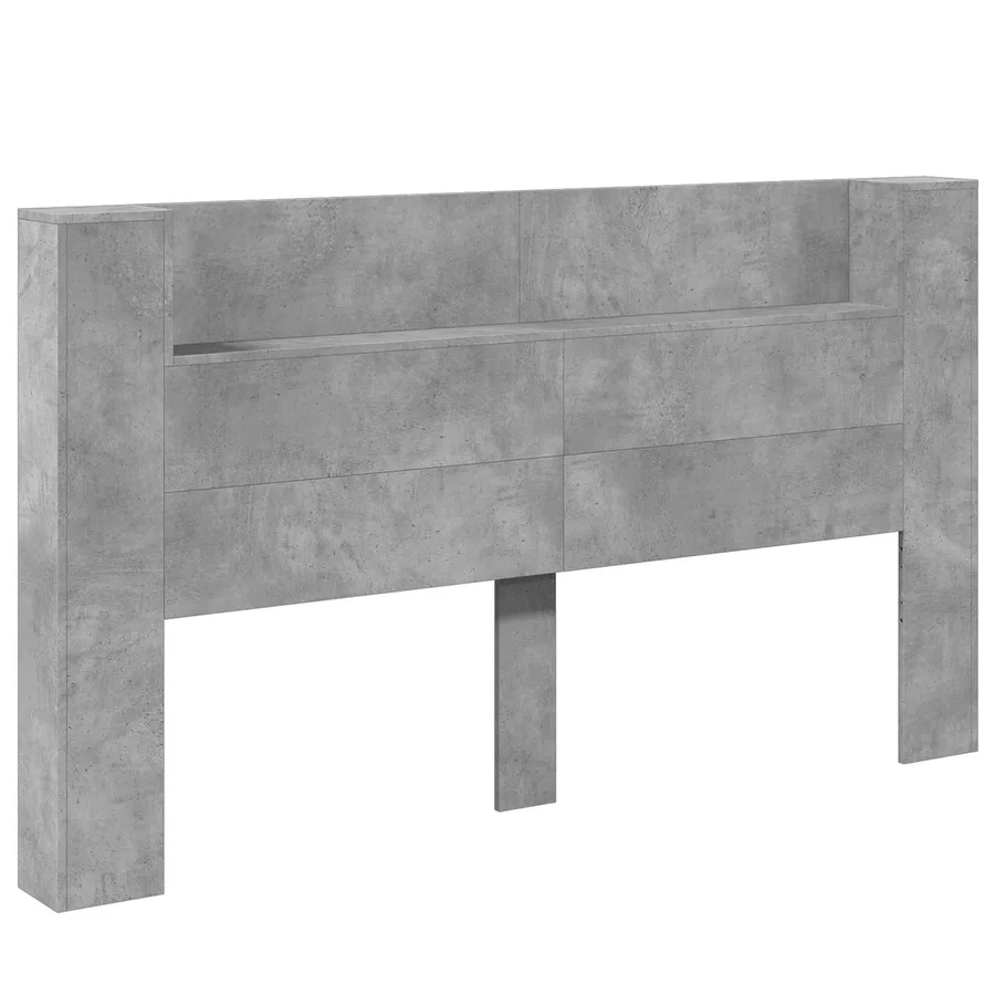 Cabinet de Tête de Lit avec LED Béton 180 x 16,5 x 103,5 cm - 2