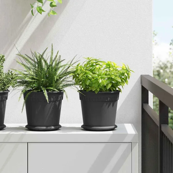 Pots de plantes 24 pcs Noir Ø 19 x 16 cm Plastique