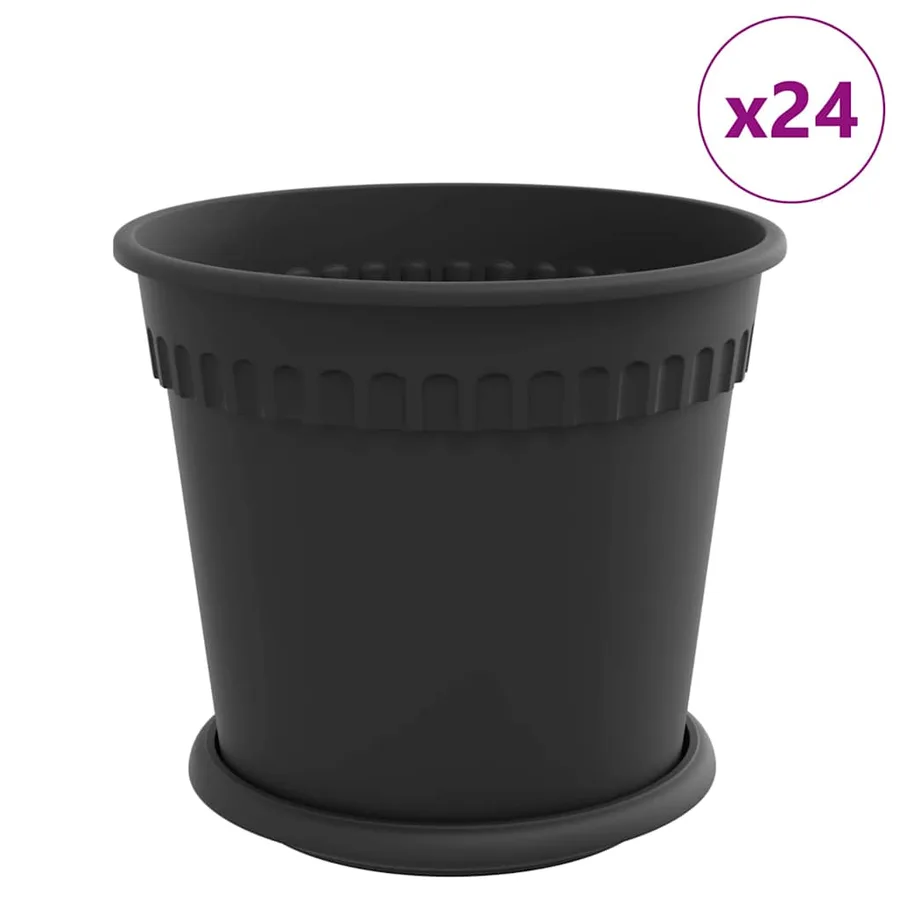 Pots de plantes 24 pcs Noir Ø 19 x 16 cm Plastique - 2