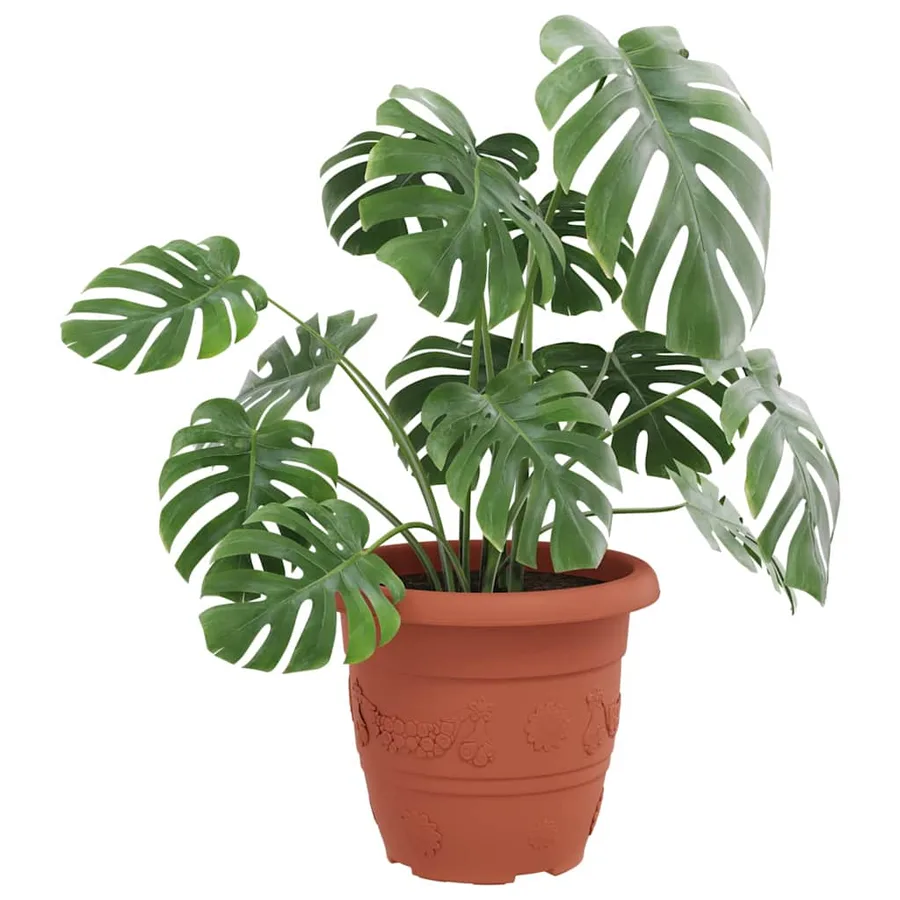 Pot à fleurs rond 6 pcs Rouge brique Ø 30 x 25 cm Plastique - 3
