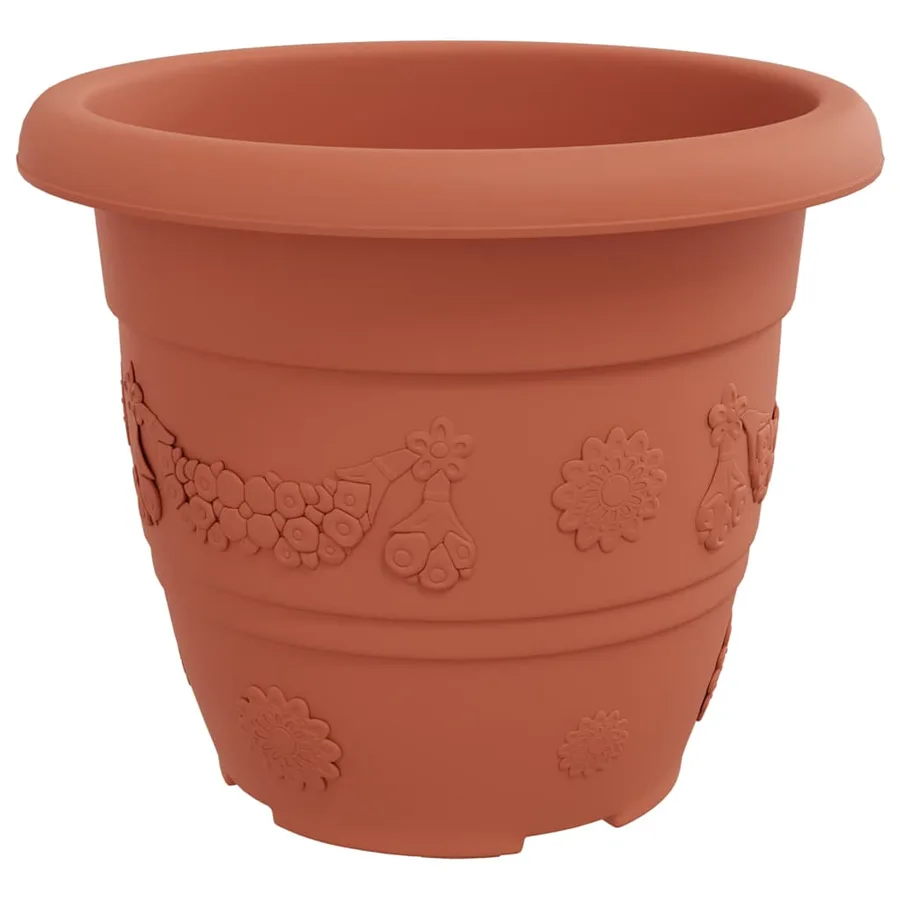 Pot à fleurs rond 6 pcs Rouge brique Ø 30 x 25 cm Plastique - 5