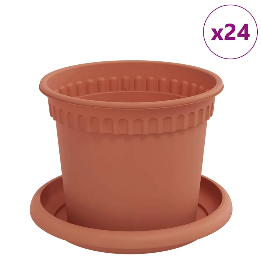Pots de plantes 24 pcs Rouge brique Ø 12,5 x 10 cm Plastique - 2