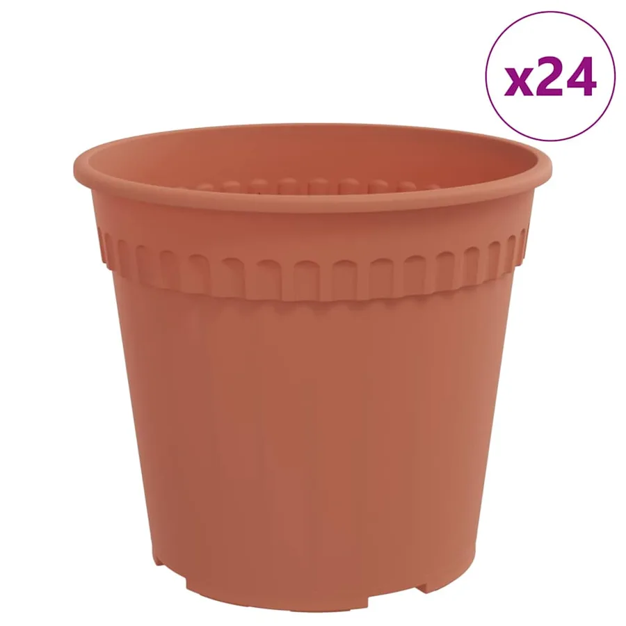 Pot à fleurs rond 24 pcs Rouge brique Ø 19 x 16 cm Plastique - 2