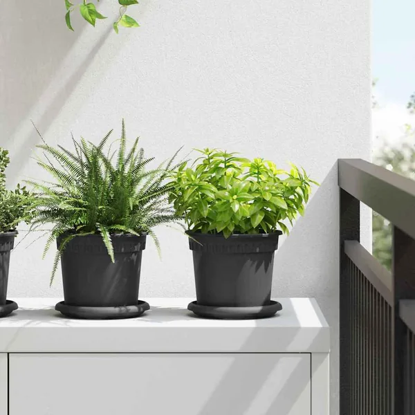 Pot à fleurs rond 24 pcs Noir Ø 15 x 12 cm Plastique