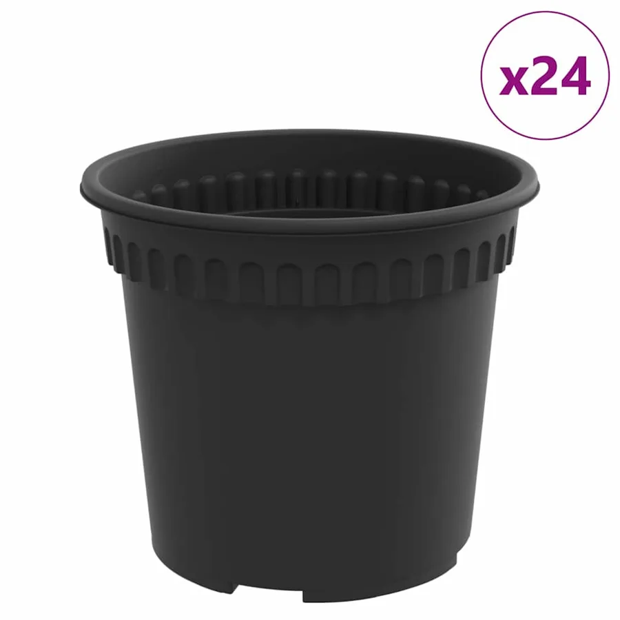 Pot à fleurs rond 24 pcs Noir Ø 15 x 12 cm Plastique - 2