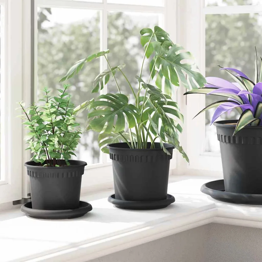 Pot à fleurs rond 24 pcs Noir Ø 15 x 12 cm Plastique - 4