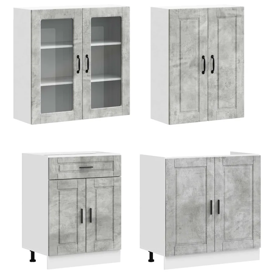Unité de cuisine PORTO 8 pcs Gris béton Bois d'ingénierie - 3