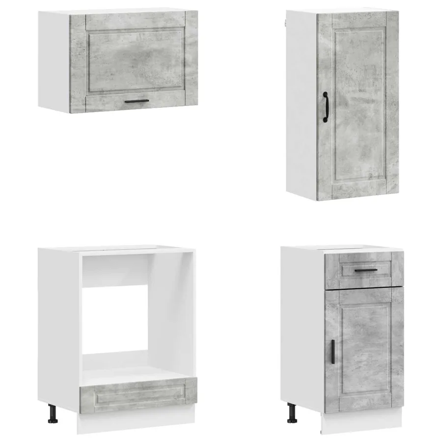 Unité de cuisine PORTO 8 pcs Gris béton Bois d'ingénierie - 4