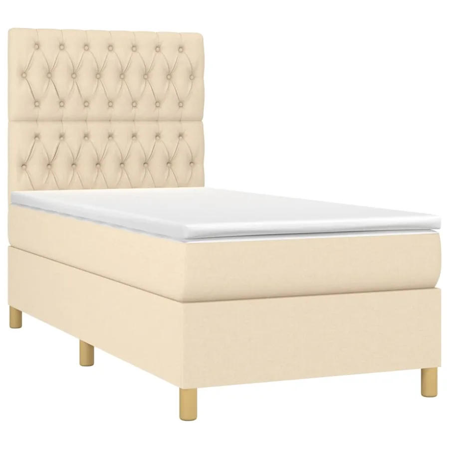 Sommier à lattes de lit et matelas Crème 90x190 cm Tissu - 3