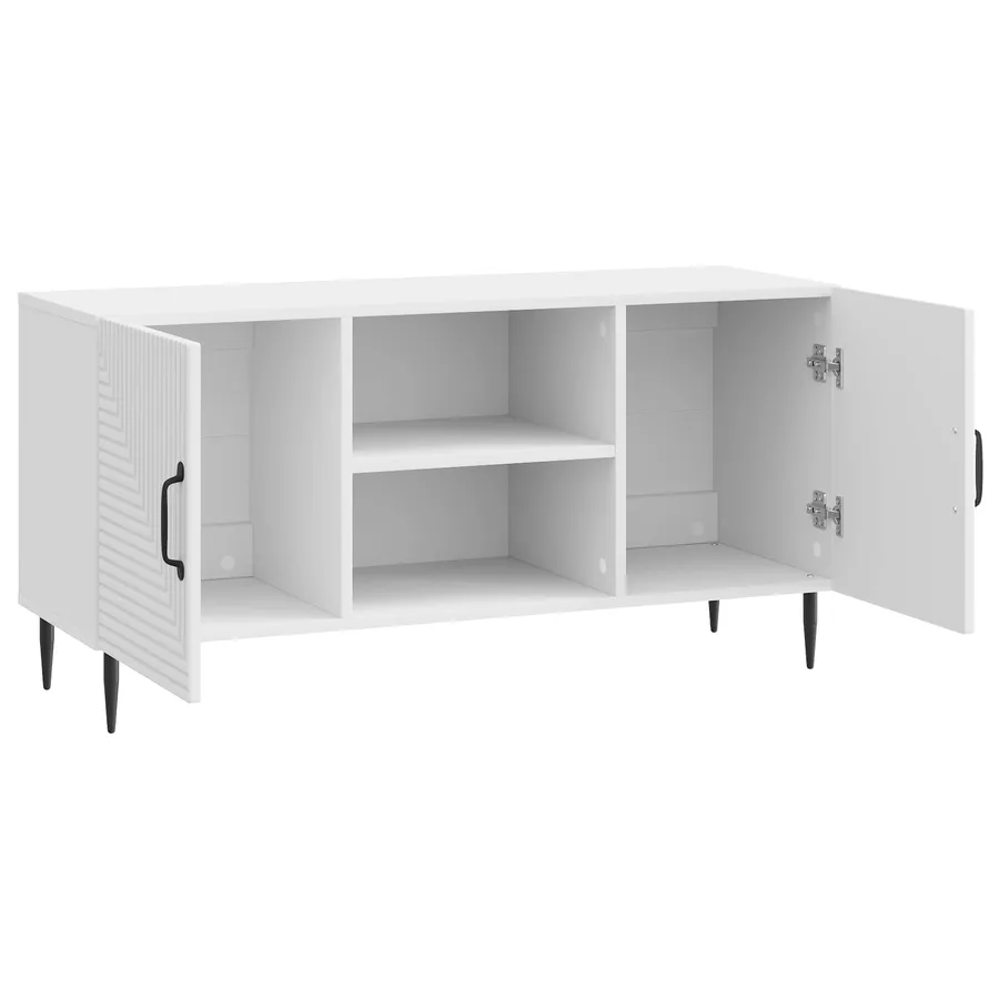 Meuble TV Blanc brillant 102 x 34,5 x 50 cm Bois d'ingénierie - 5