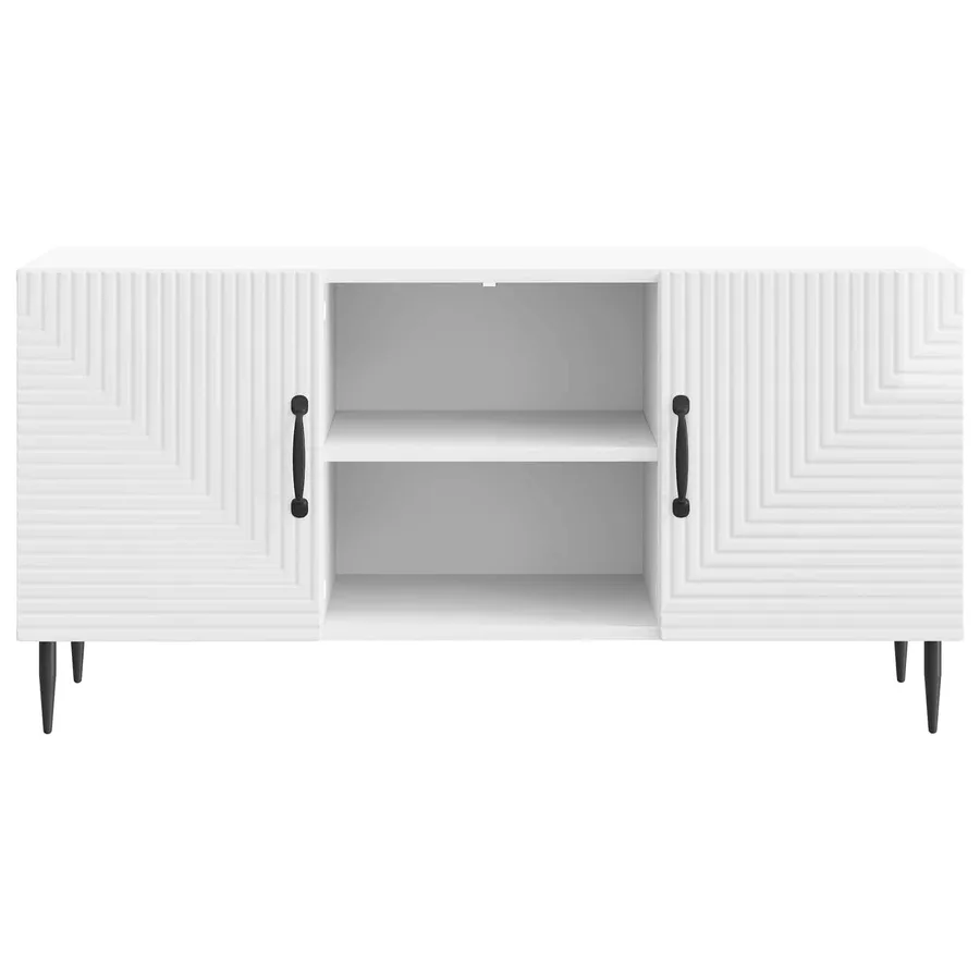 Meuble TV Blanc brillant 102 x 34,5 x 50 cm Bois d'ingénierie - 6