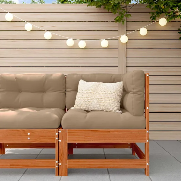 Canapé d'angle de jardin Pin massif Brun Ciré 62 x 62 x 70,5 cm