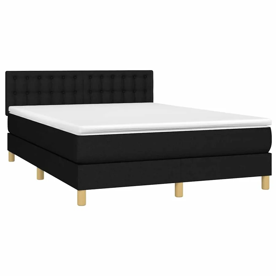 Sommier à lattes de lit avec matelas LED Noir 140x200 cm Tissu - 3