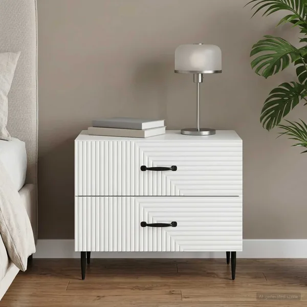 Cabinet de chevet Blanc 62 x 34,5 x 47,5 cm Bois d'ingénierie
