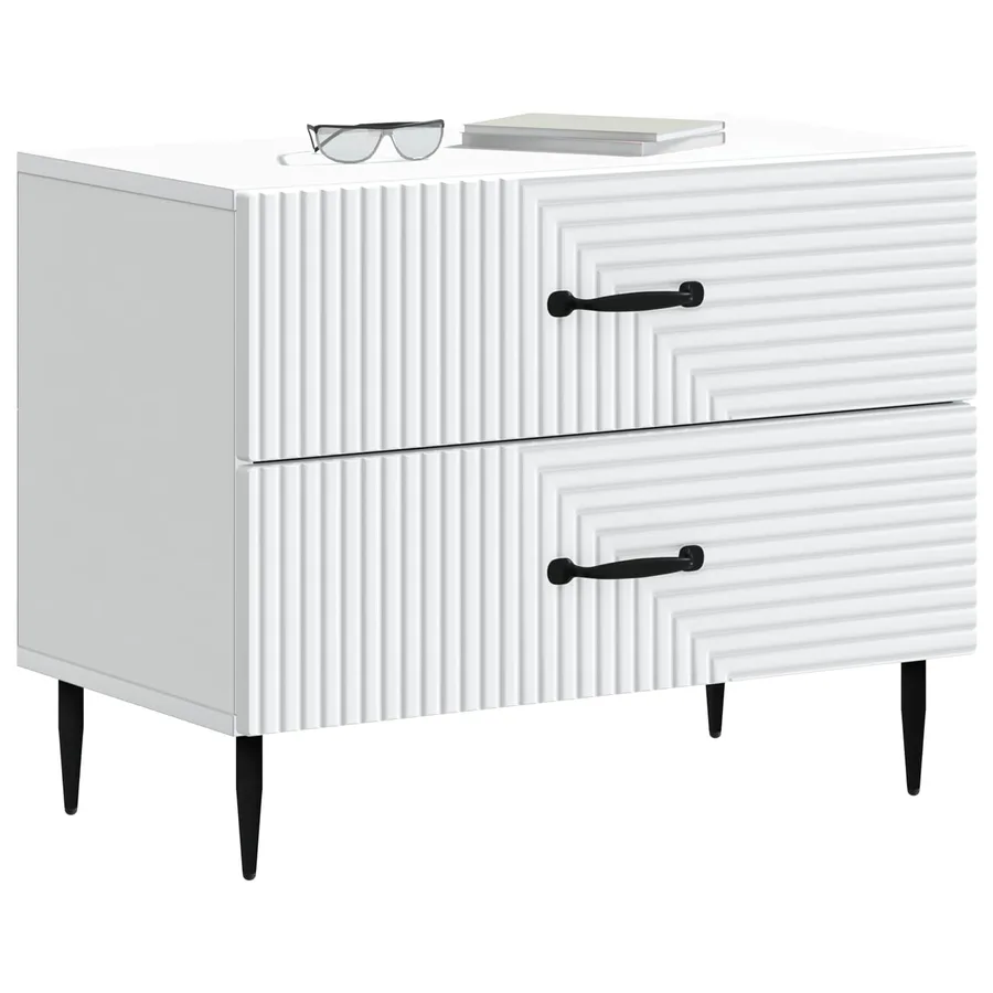 Cabinet de chevet Blanc 62 x 34,5 x 47,5 cm Bois d'ingénierie - 3