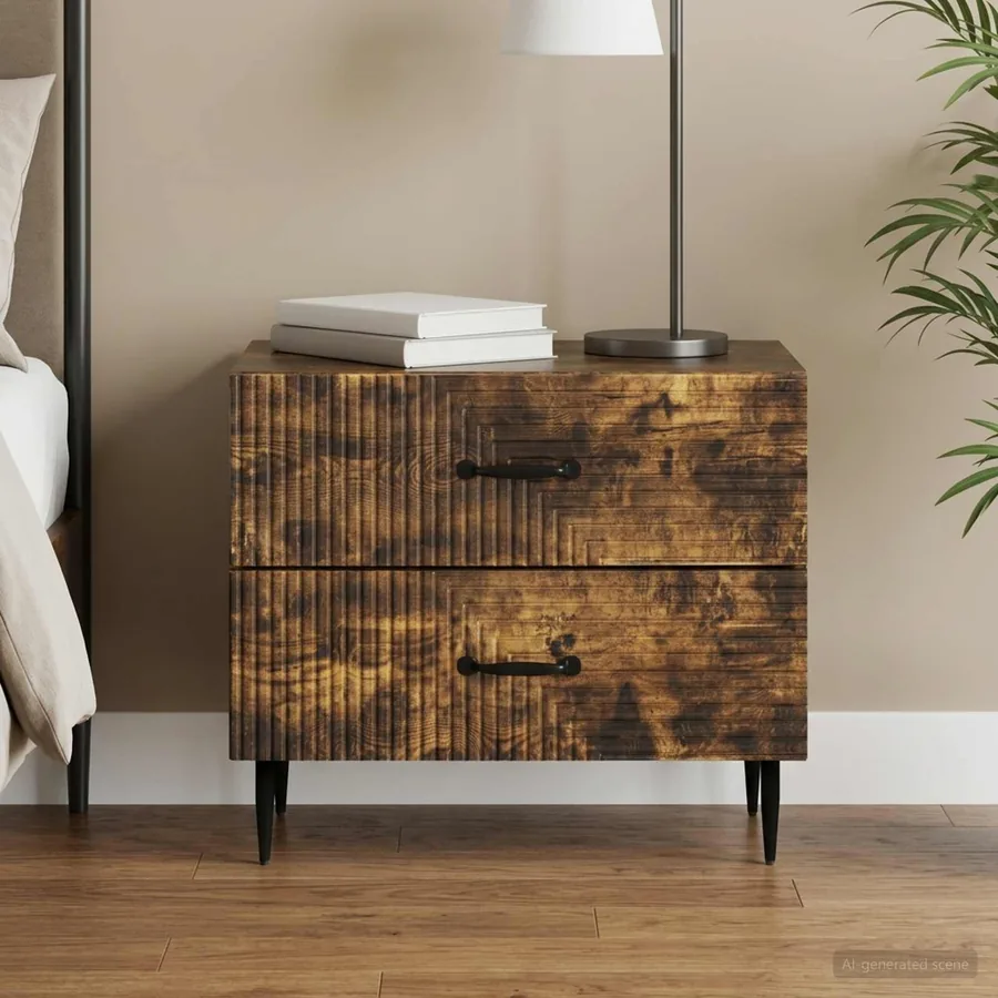 Cabinet de chevet avec tiroir Chêne fumé 62 x 34,5 x 47,5 cm