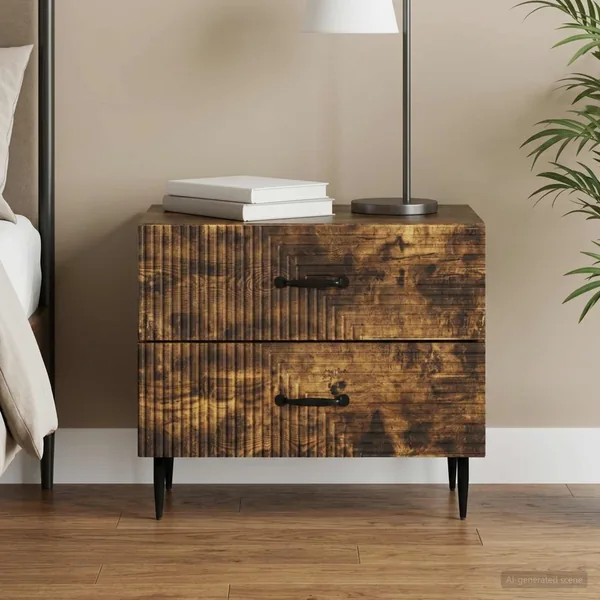 Cabinet de chevet avec tiroir Chêne fumé 62 x 34,5 x 47,5 cm