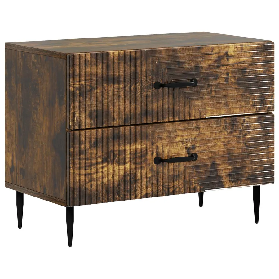 Cabinet de chevet avec tiroir Chêne fumé 62 x 34,5 x 47,5 cm - 2