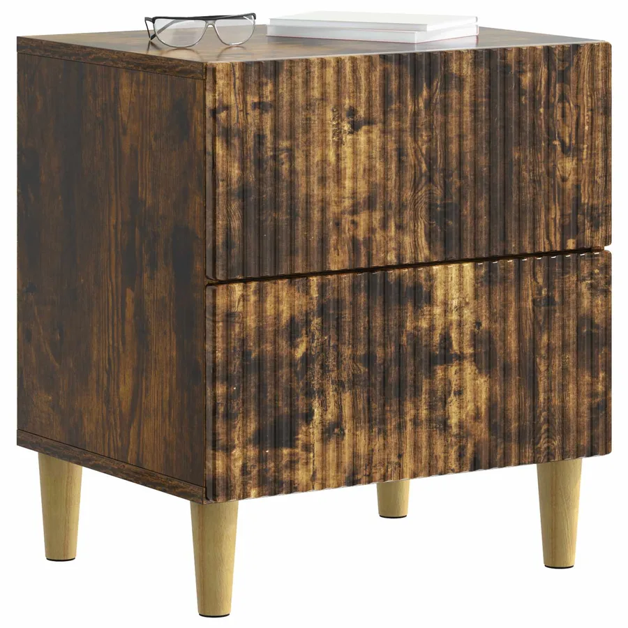Cabinet de chevet avec tiroir Chêne fumé 62 x 34,5 x 47,5 cm - 3