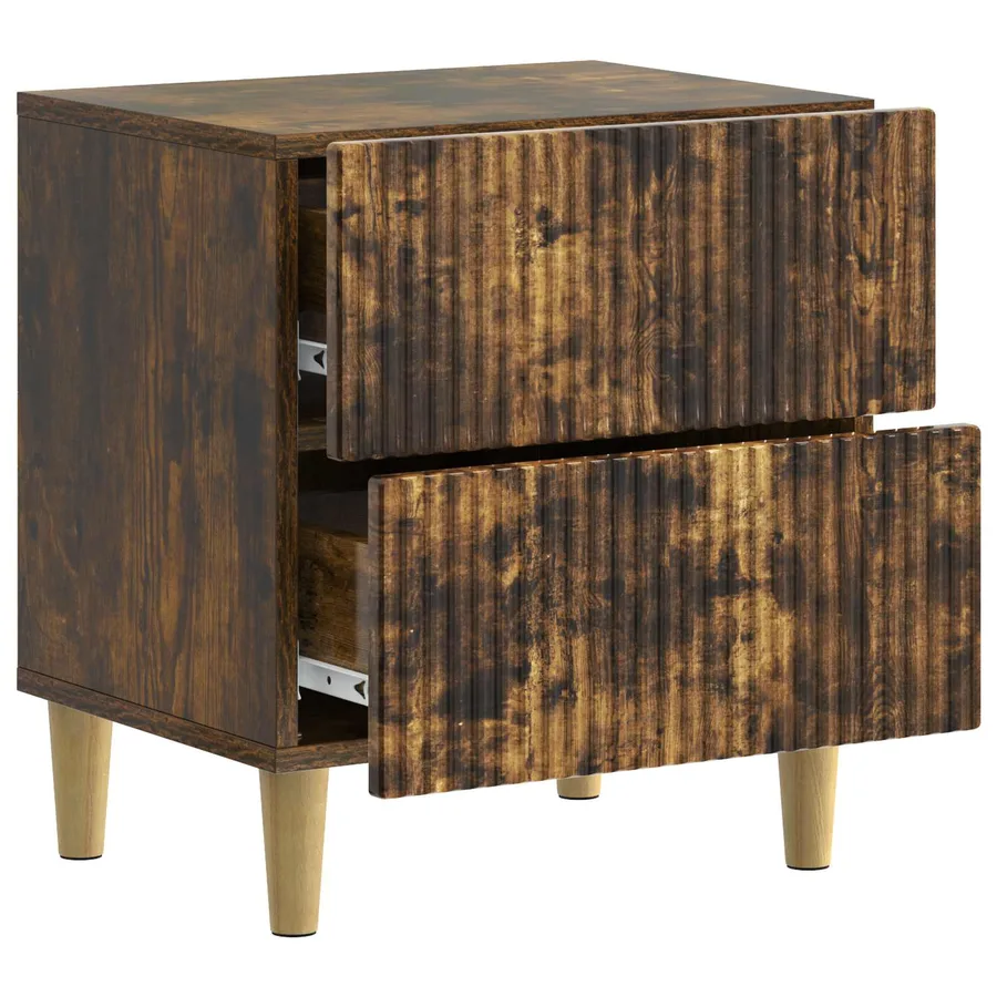 Cabinet de chevet avec tiroir Chêne fumé 62 x 34,5 x 47,5 cm - 4