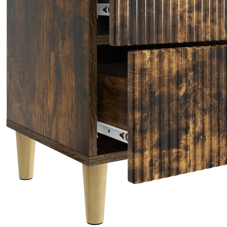 Cabinet de chevet avec tiroir Chêne fumé 62 x 34,5 x 47,5 cm - 9