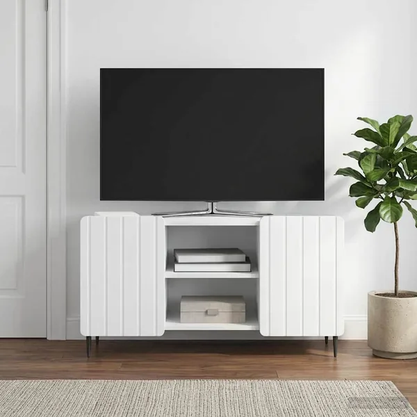 Meuble TV Blanc 102 x 34,5 x 52 cm Bois d'ingénierie