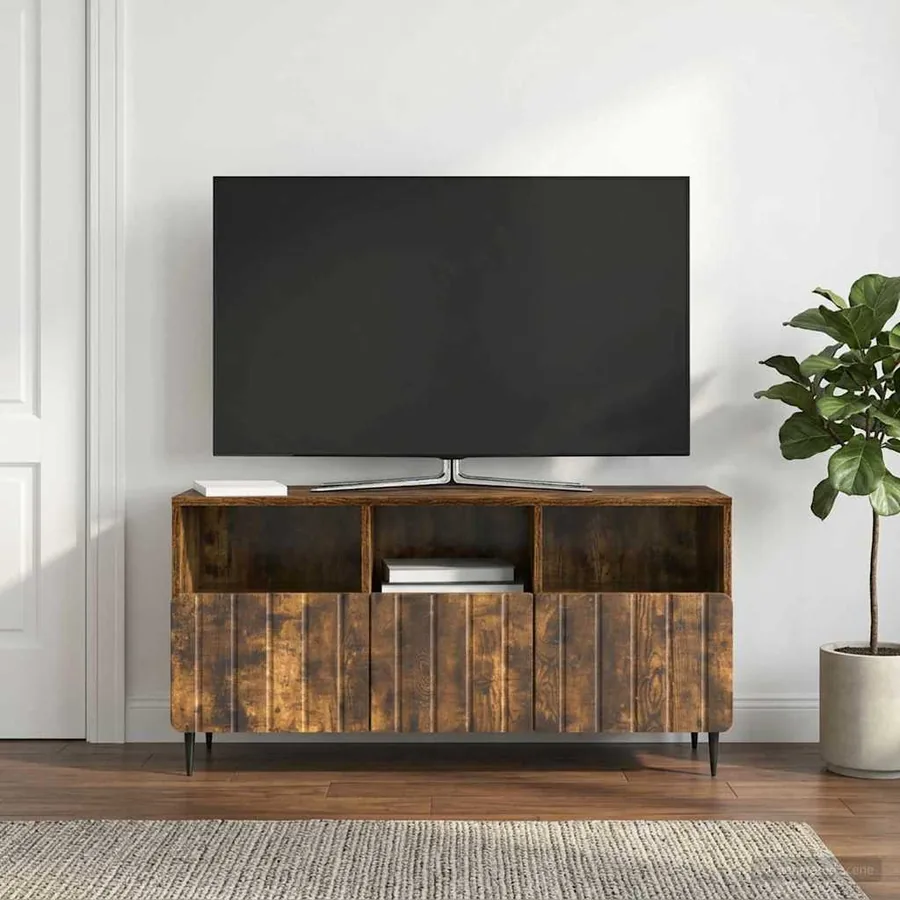 Meuble TV Chêne fumé 102 x 34,5 x 50 cm Bois d'ingénierie