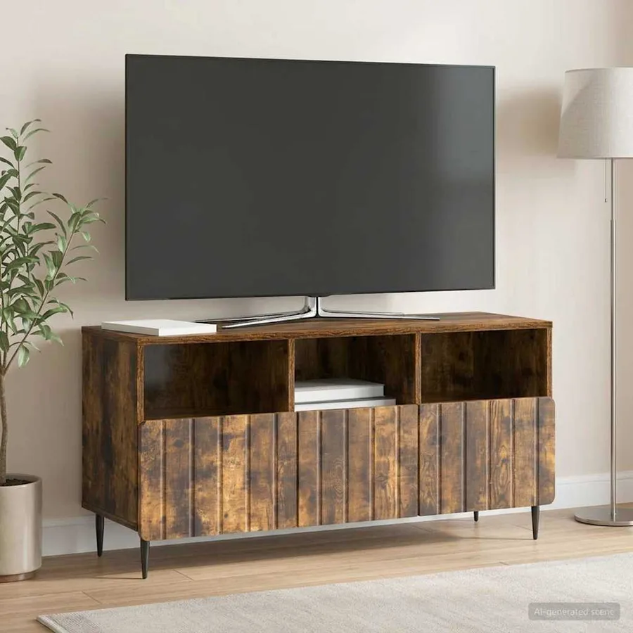 Meuble TV Chêne fumé 102 x 34,5 x 50 cm Bois d'ingénierie - 4