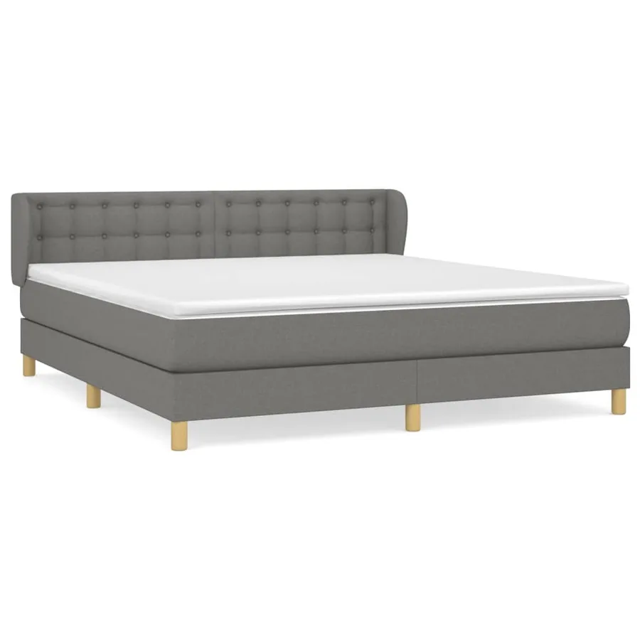 Sommier à lattes de lit avec matelas Gris foncé 160x200cm Tissu - 2