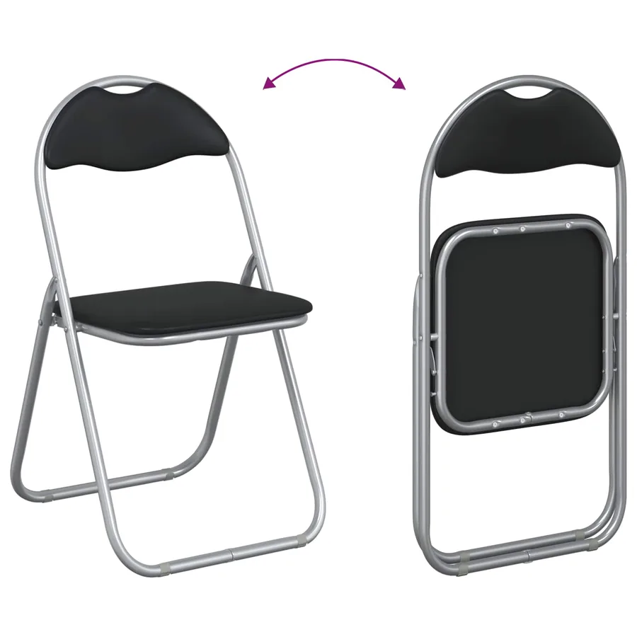 Chaise pliante 2 pcs Noir et gris 48 x 43,5 x 81 cm Simili cuir - 11