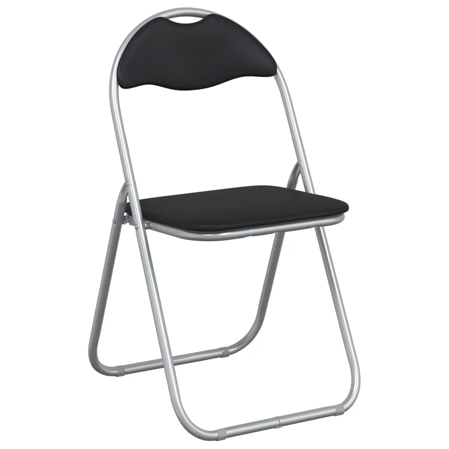 Chaise pliante 2 pcs Noir et gris 48 x 43,5 x 81 cm Simili cuir - 4