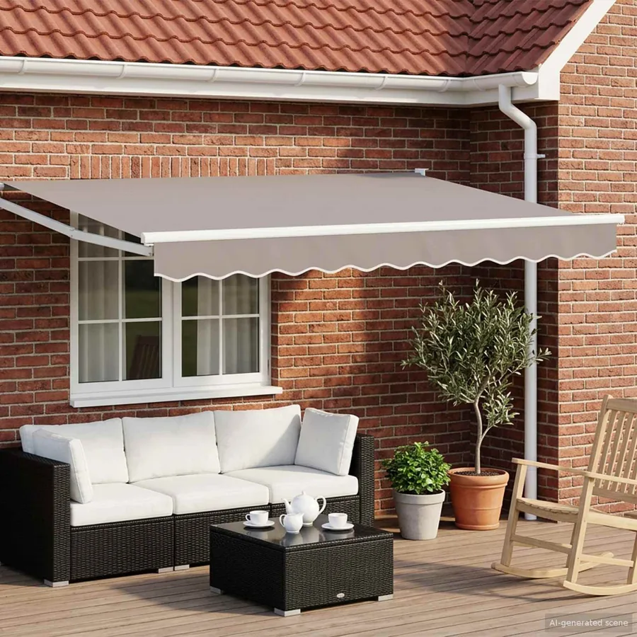 Cadre de store rétractable électrique Blanc 3,5 x 2,5 m