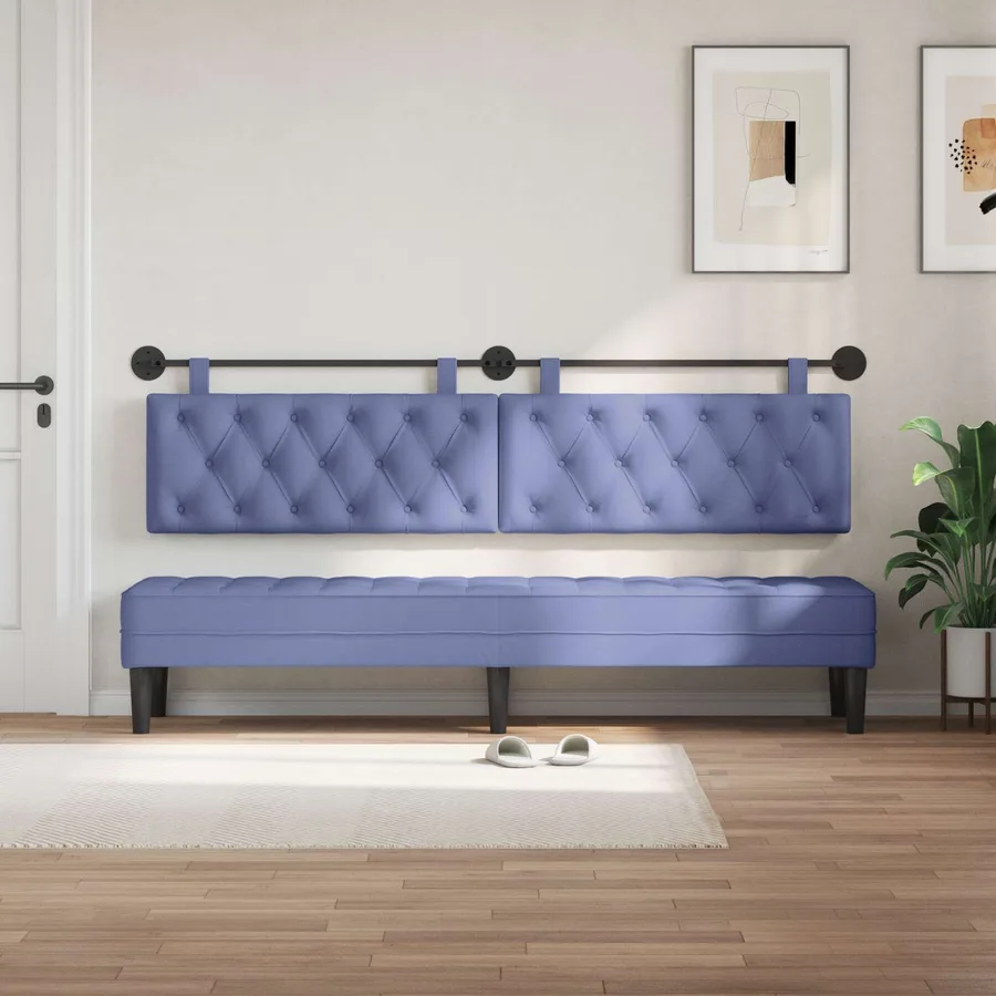 Tête de lit suspendue Bleu denim Tissu - 3