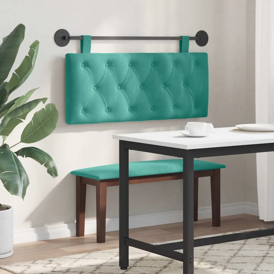 Tête de lit suspendue Avec lumière LED Turquoise Velours - 4