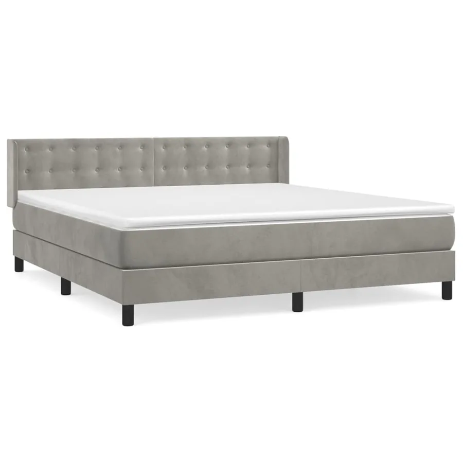 Sommier à lattes de lit et matelas Gris clair 160x200cm Velours - 2