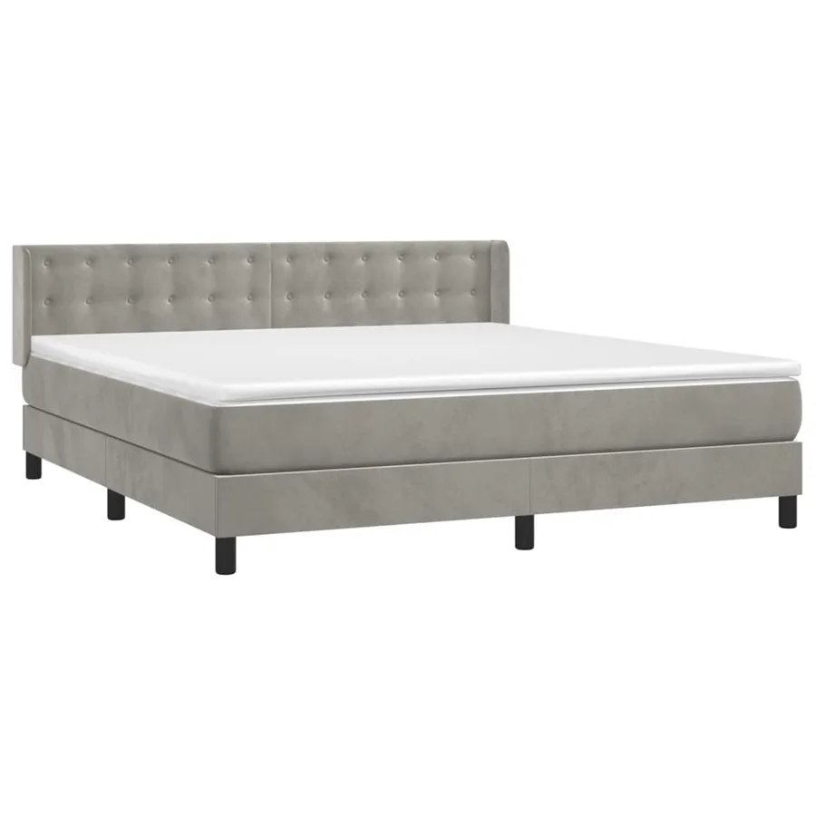 Sommier à lattes de lit et matelas Gris clair 160x200cm Velours - 3