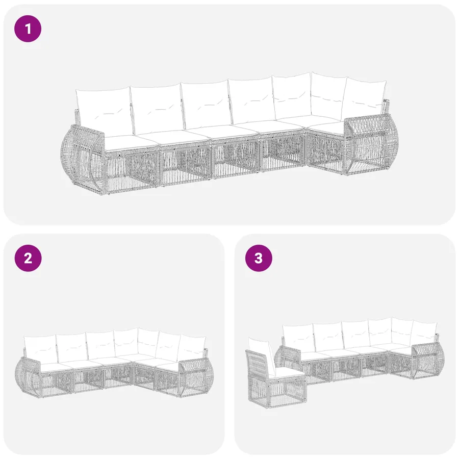 Ensemble de canapé de jardin 6 pcs Beige et blanc crème - 5