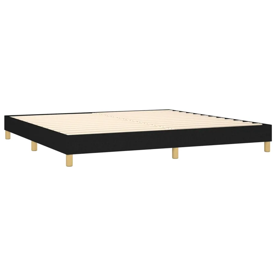 Sommier à lattes de lit avec matelas Noir 200x200 cm Tissu - 4
