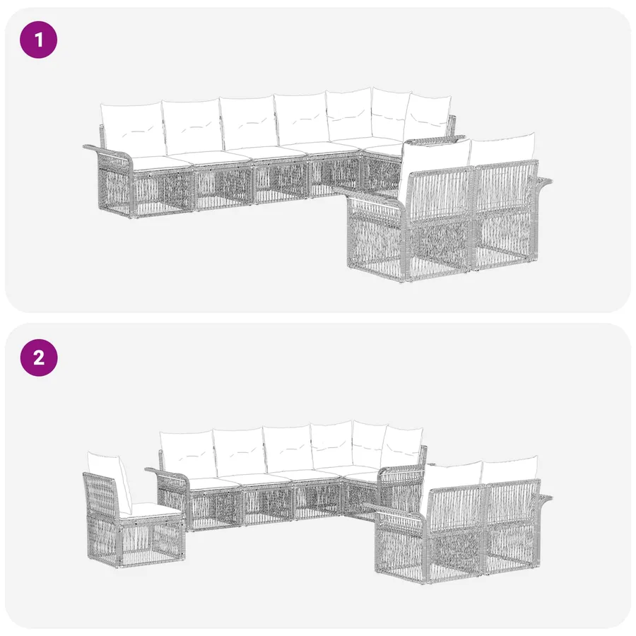Ensemble de canapé de jardin 8 pcs Beige polyrotin - 6