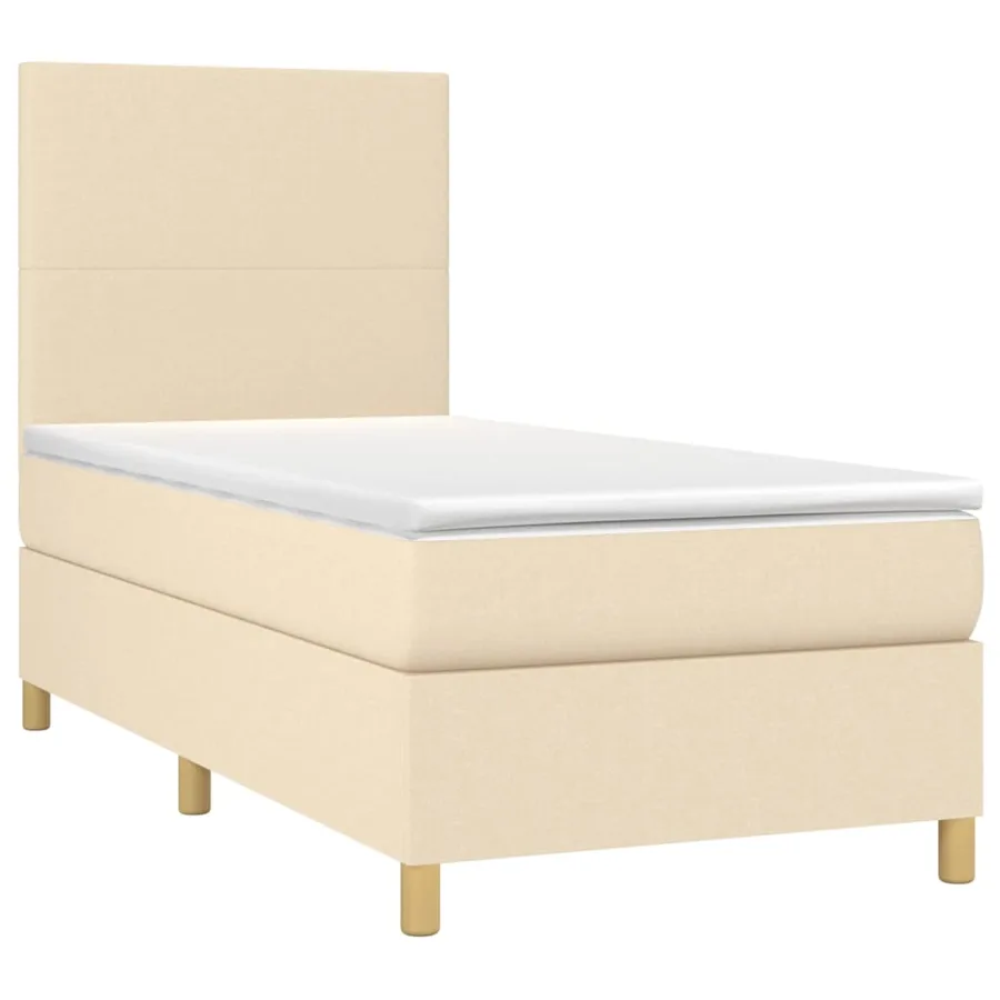Sommier à lattes de lit et matelas Crème 90x190 cm Tissu - 3