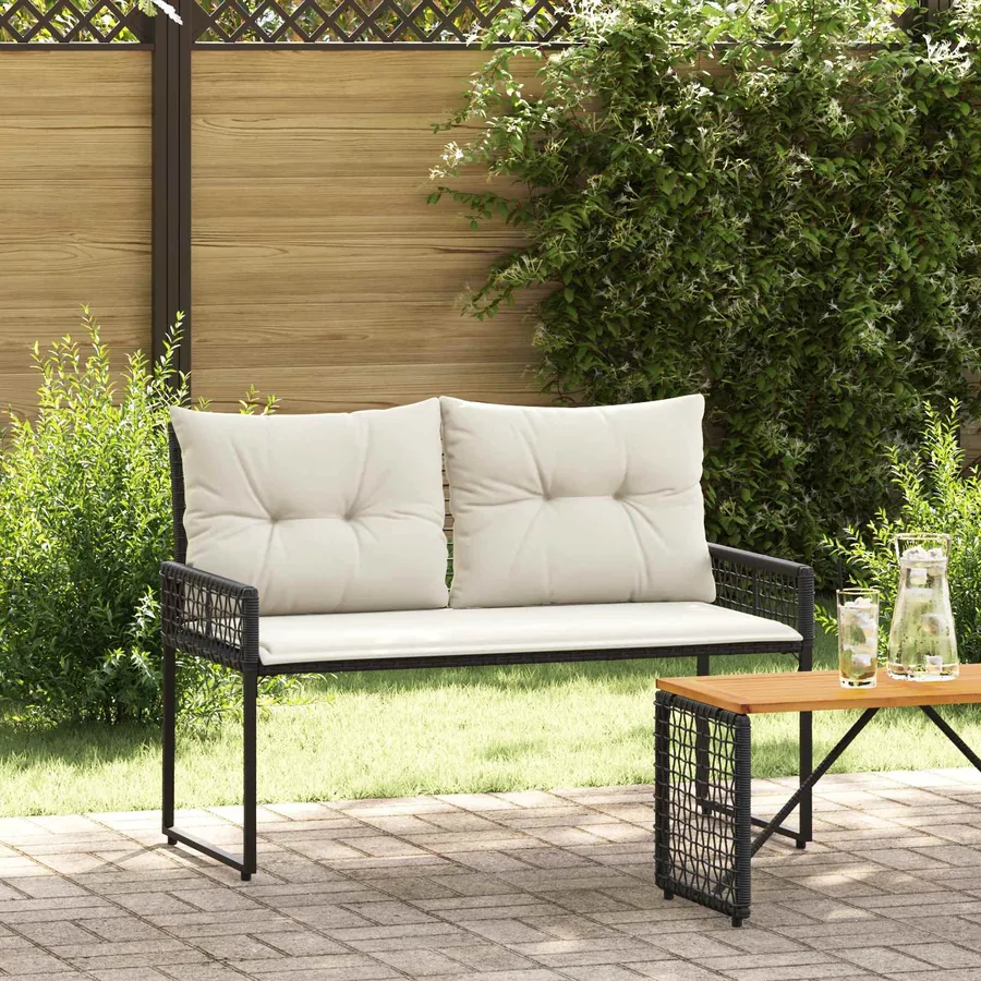 Banc extérieur Noir et blanc crème 118 x 55 x 82 cm