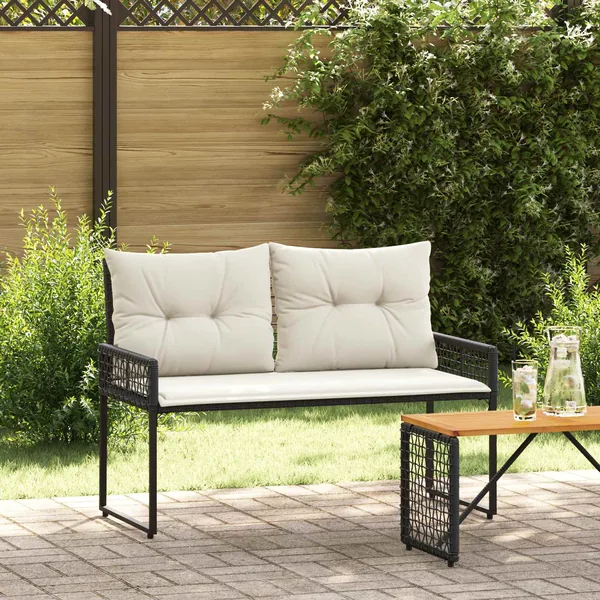 Banc extérieur Noir et blanc crème 118 x 55 x 82 cm