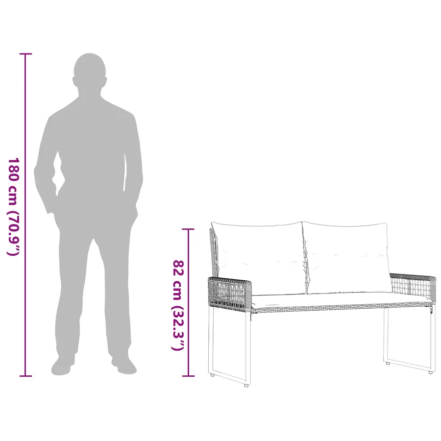 Banc extérieur Noir et blanc crème 118 x 55 x 82 cm - 13