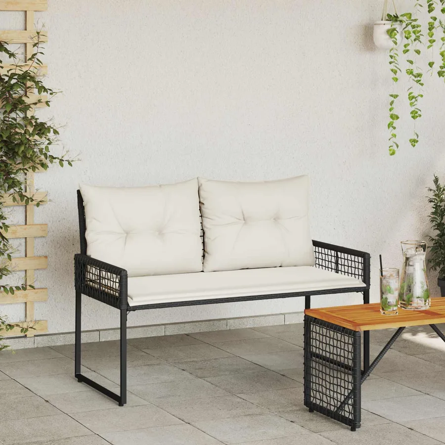 Banc extérieur Noir et blanc crème 118 x 55 x 82 cm - 3