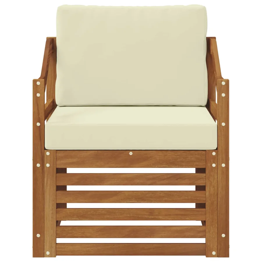 Canapé d’extérieur Bois d'acacia massif et polyester Naturel - 3