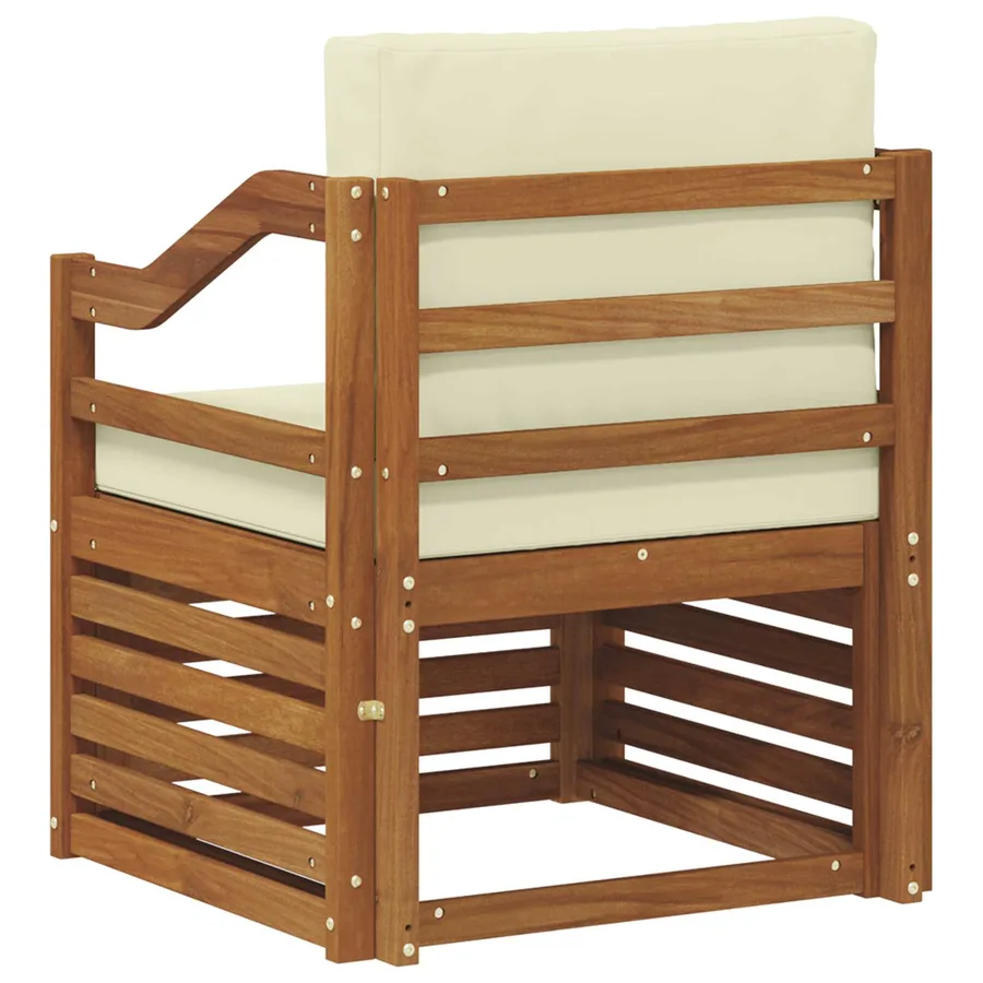 Canapé d’extérieur Bois d'acacia massif et polyester Naturel - 5