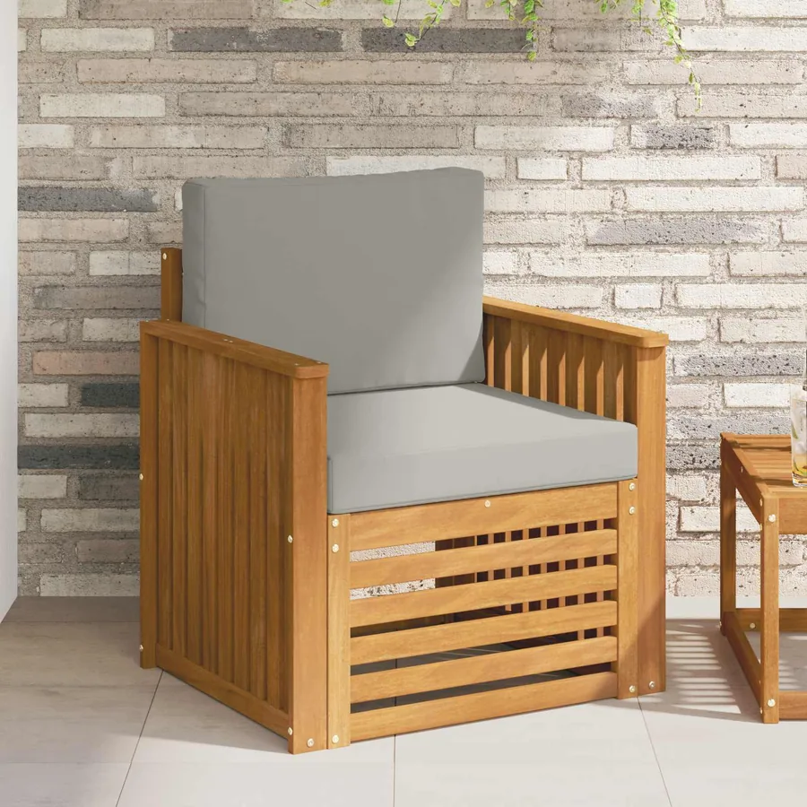 Canapé d’extérieur Bois d'acacia massif et polyester Naturel