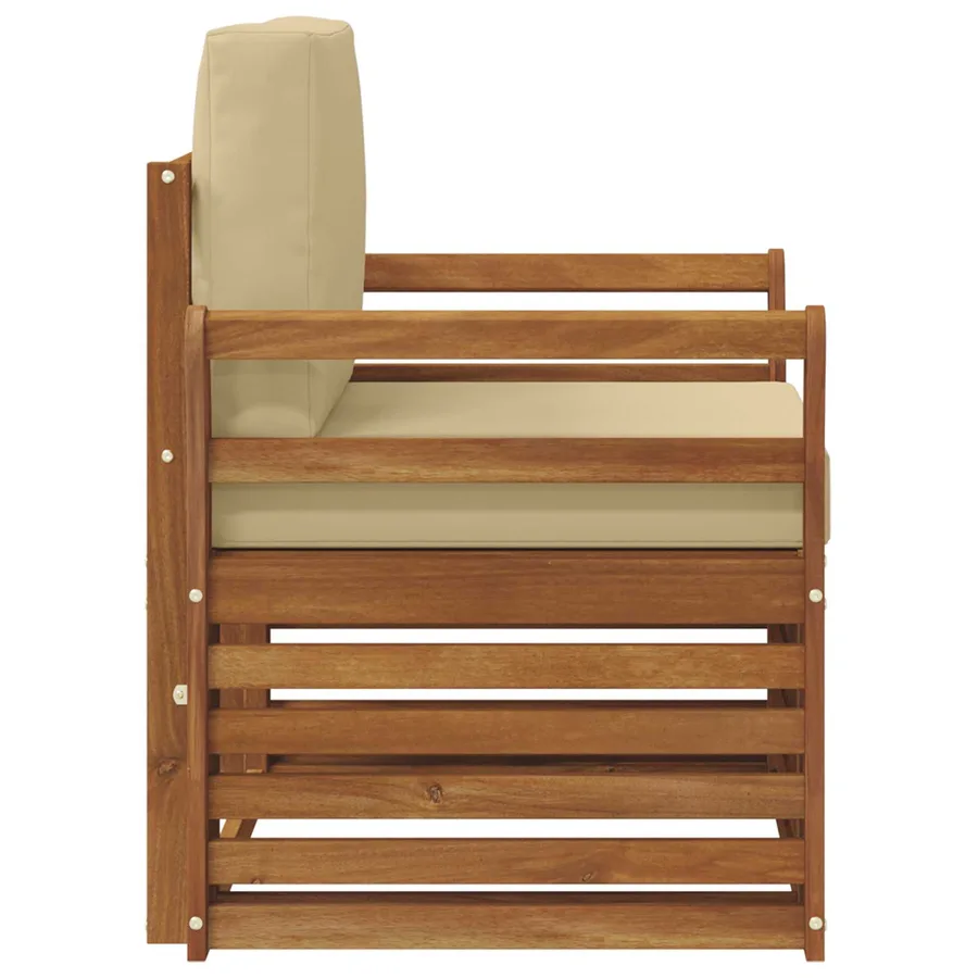 Canapé d’extérieur Bois d'acacia massif et polyester Naturel - 4