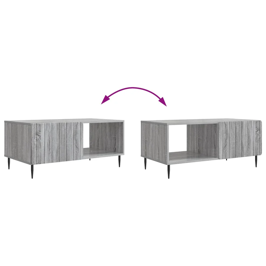 Table basse Sonoma gris 90 x 50 x 40 cm Bois d'ingénierie - 8